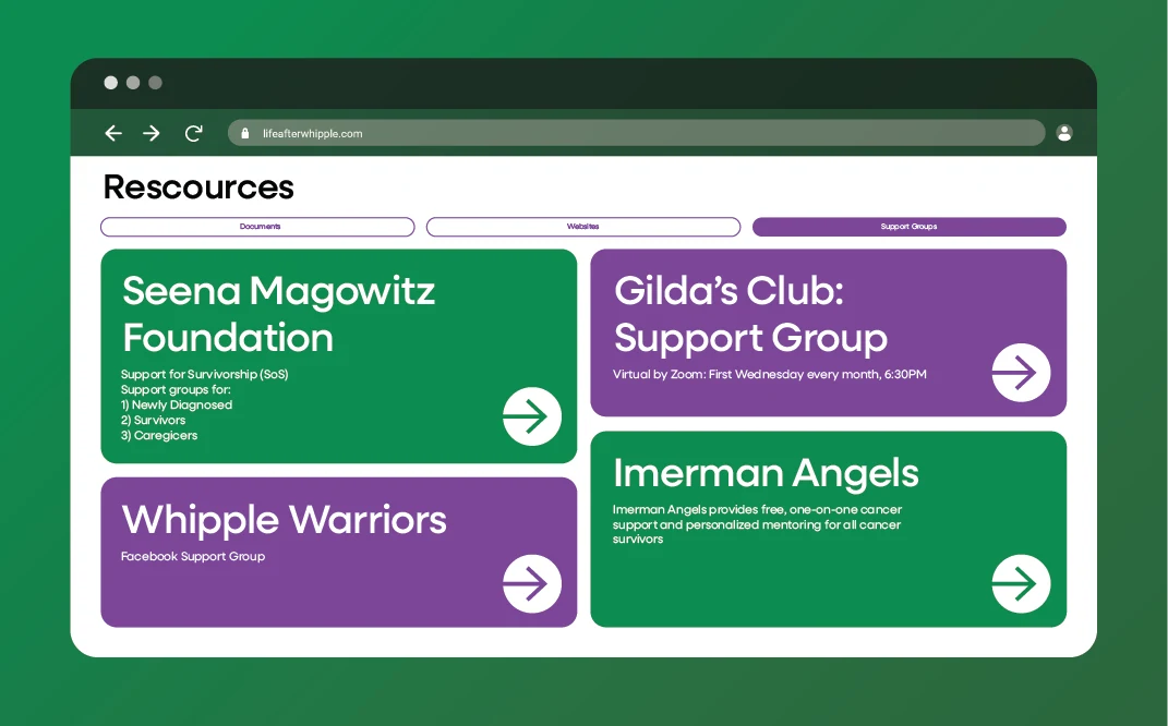 Support group website desktop mockup